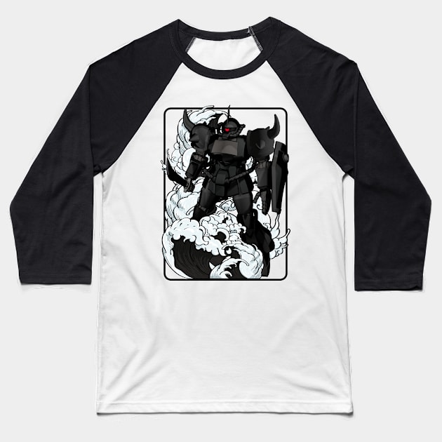 Black Zaku Baseball T-Shirt by gblackid